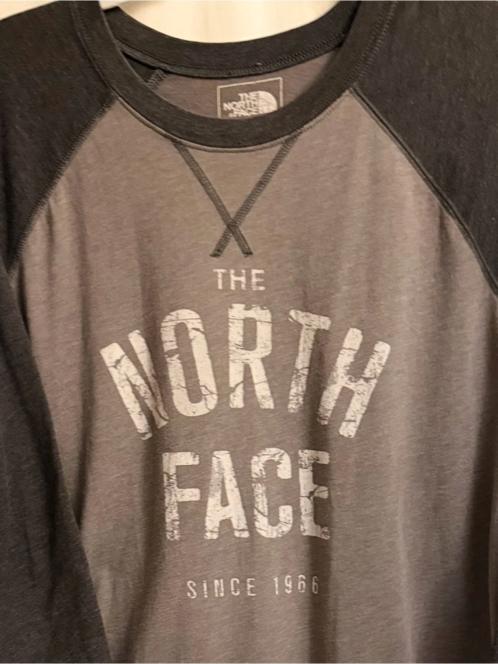 North Face shirt with two toned gray in men’s size Large